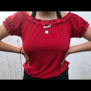 Red Off the shoulder shirt